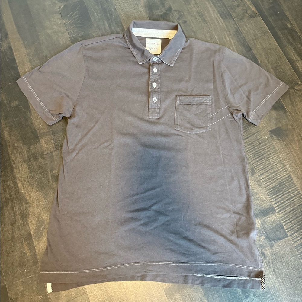 Billy Reid Charcoal Short Sleeve Polo Shirt